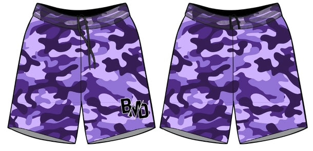 Purple B.M.D Camo Shorts